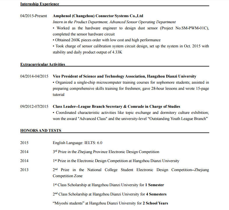 Resume个人简历,英文Resume Resume个人简历,英文Resume